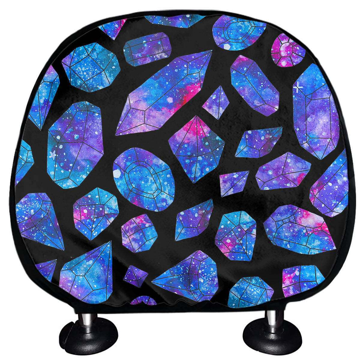 Blue Crystal Cosmic Galaxy Space Print Car Headrest Covers