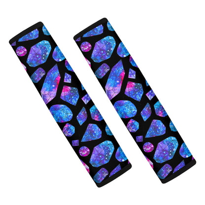 Blue Crystal Cosmic Galaxy Space Print Car Seat Belt Covers