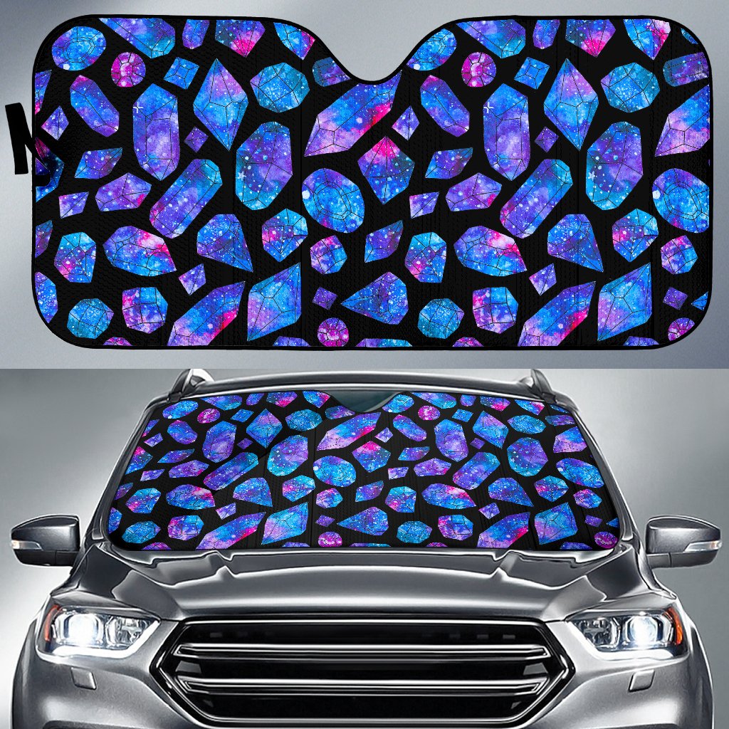 Blue Crystal Cosmic Galaxy Space Print Car Sun Shade GearFrost