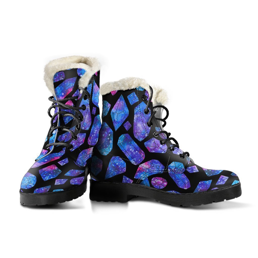 Blue Crystal Cosmic Galaxy Space Print Comfy Boots GearFrost