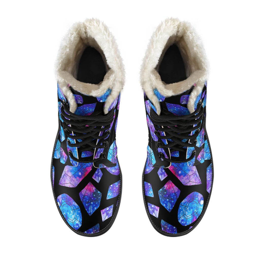 Blue Crystal Cosmic Galaxy Space Print Comfy Boots GearFrost