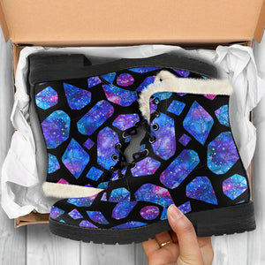 Blue Crystal Cosmic Galaxy Space Print Comfy Boots GearFrost