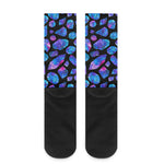 Blue Crystal Cosmic Galaxy Space Print Crew Socks