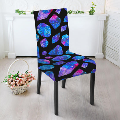 Blue Crystal Cosmic Galaxy Space Print Dining Chair Slipcover