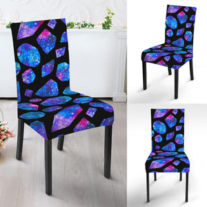 Blue Crystal Cosmic Galaxy Space Print Dining Chair Slipcover