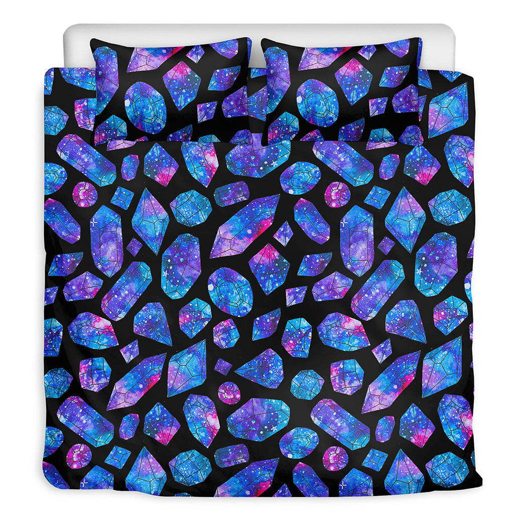 Blue Crystal Cosmic Galaxy Space Print Duvet Cover Bedding Set