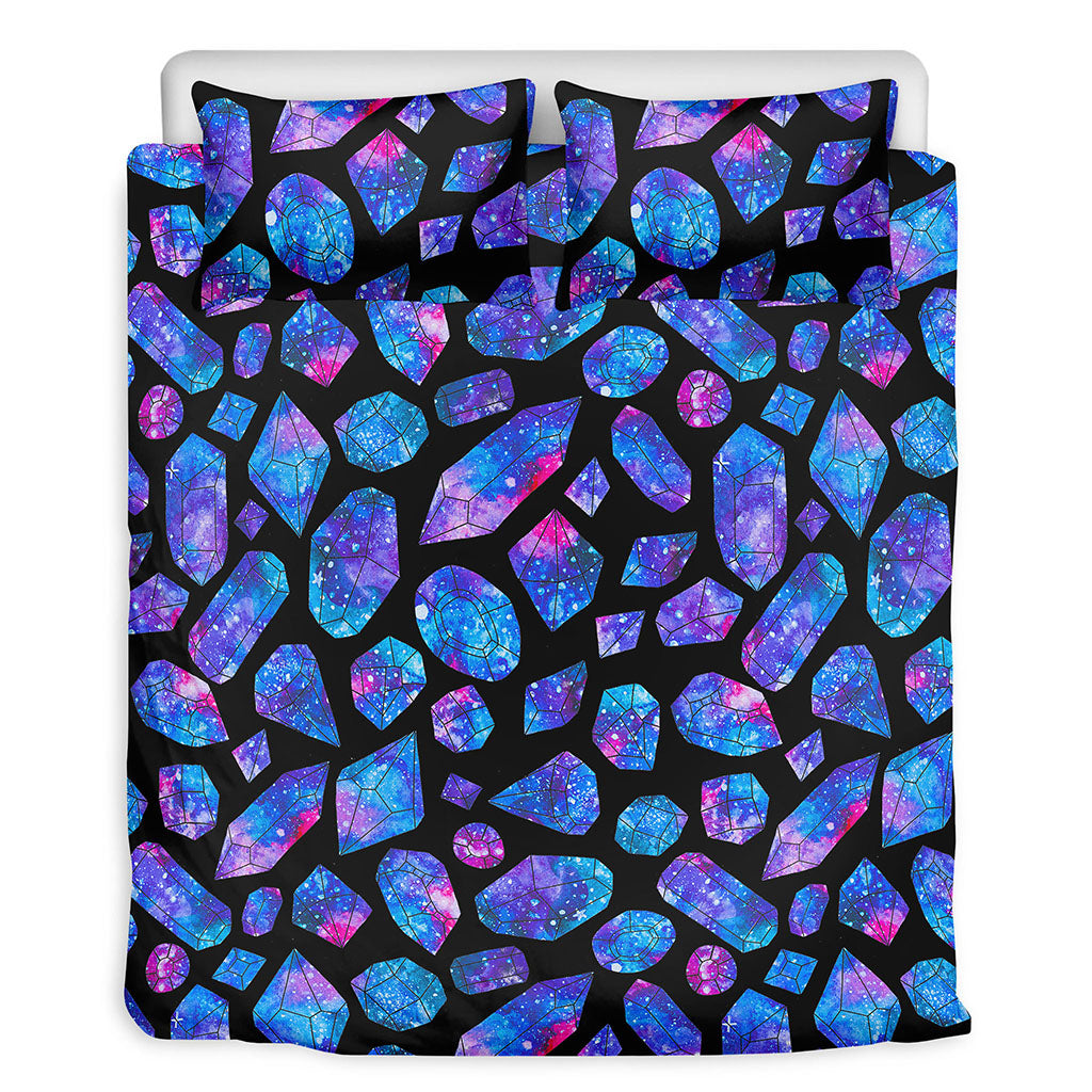 Blue Crystal Cosmic Galaxy Space Print Duvet Cover Bedding Set