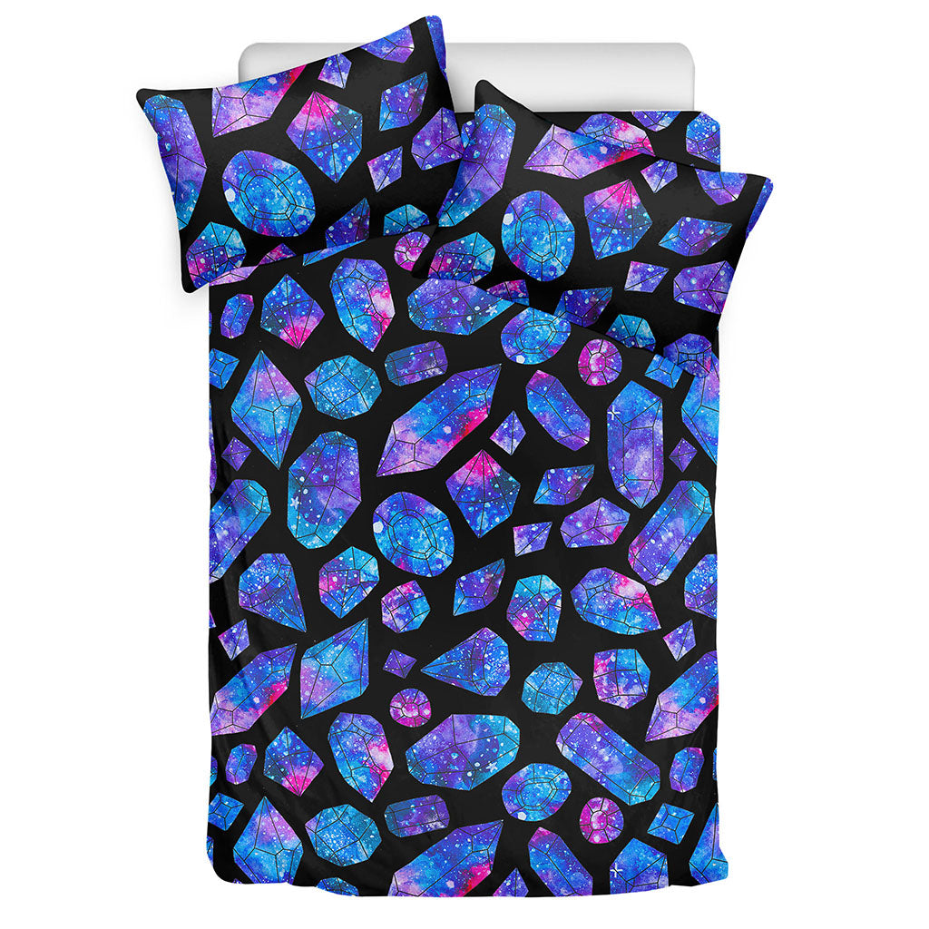 Blue Crystal Cosmic Galaxy Space Print Duvet Cover Bedding Set
