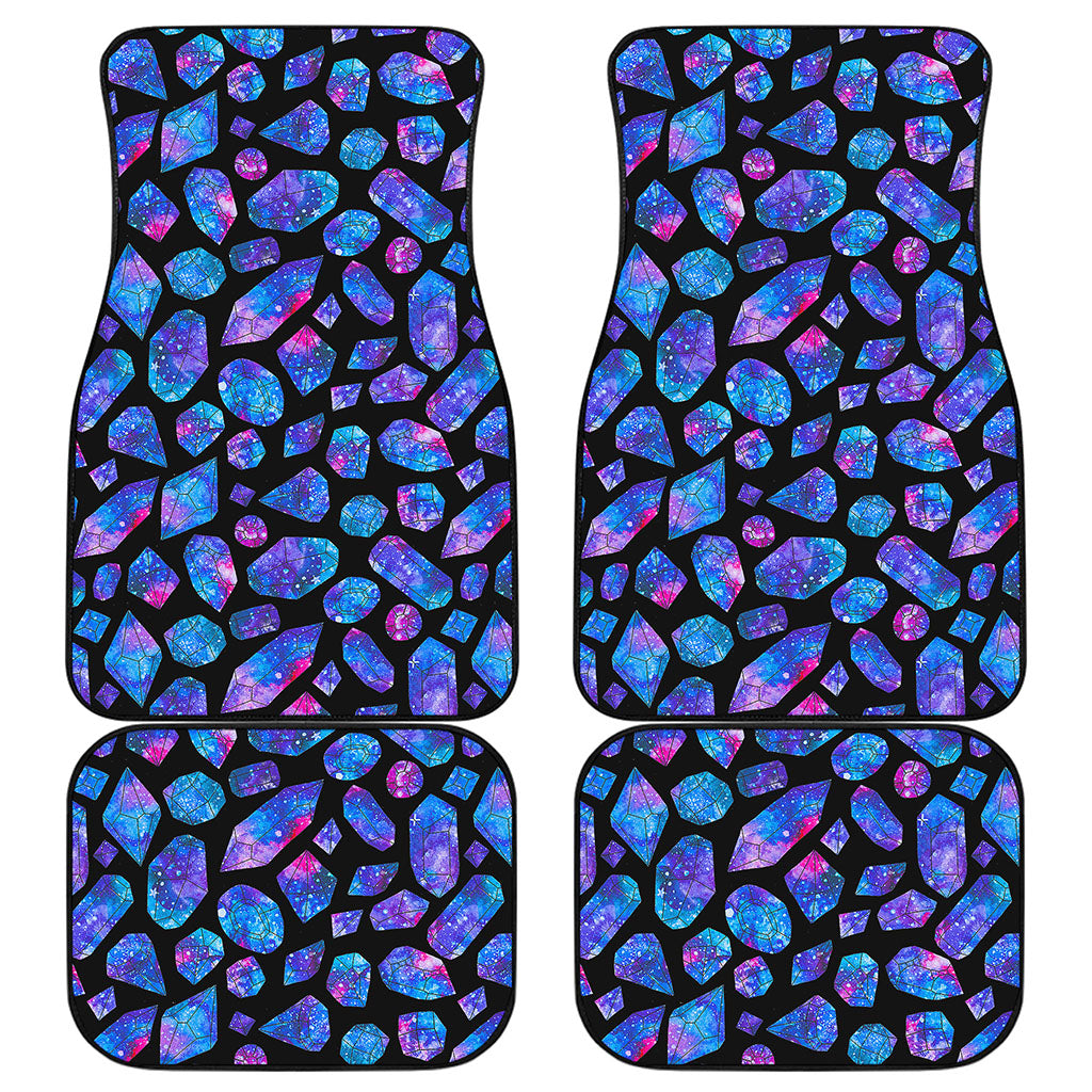 Blue Crystal Cosmic Galaxy Space Print Front and Back Car Floor Mats