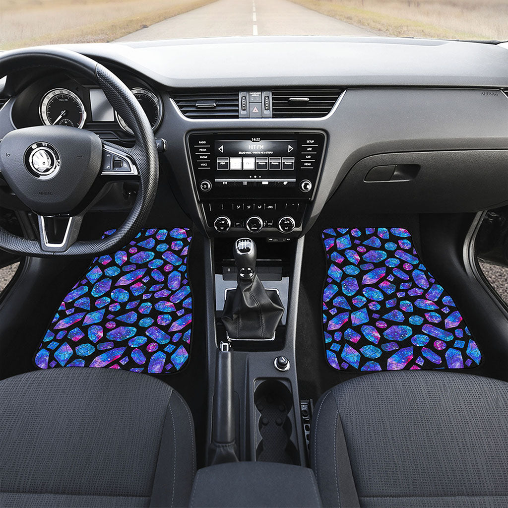 Blue Crystal Cosmic Galaxy Space Print Front and Back Car Floor Mats