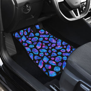 Blue Crystal Cosmic Galaxy Space Print Front and Back Car Floor Mats