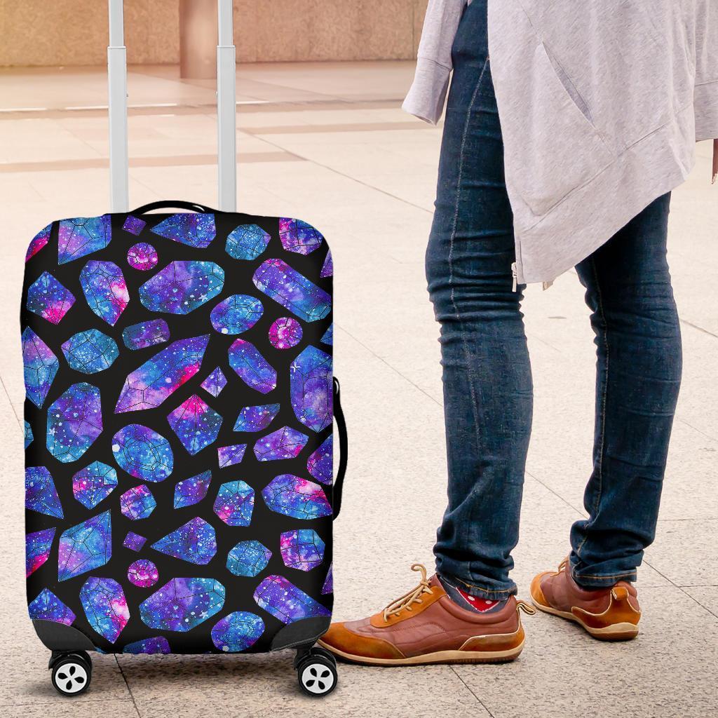 Blue Crystal Cosmic Galaxy Space Print Luggage Cover GearFrost