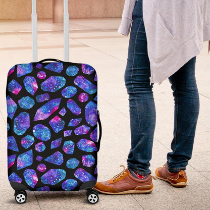 Blue Crystal Cosmic Galaxy Space Print Luggage Cover GearFrost
