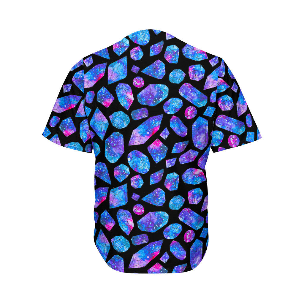 Blue Crystal Cosmic Galaxy Space Print Men's Baseball Jersey