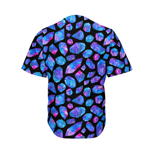 Blue Crystal Cosmic Galaxy Space Print Men's Baseball Jersey