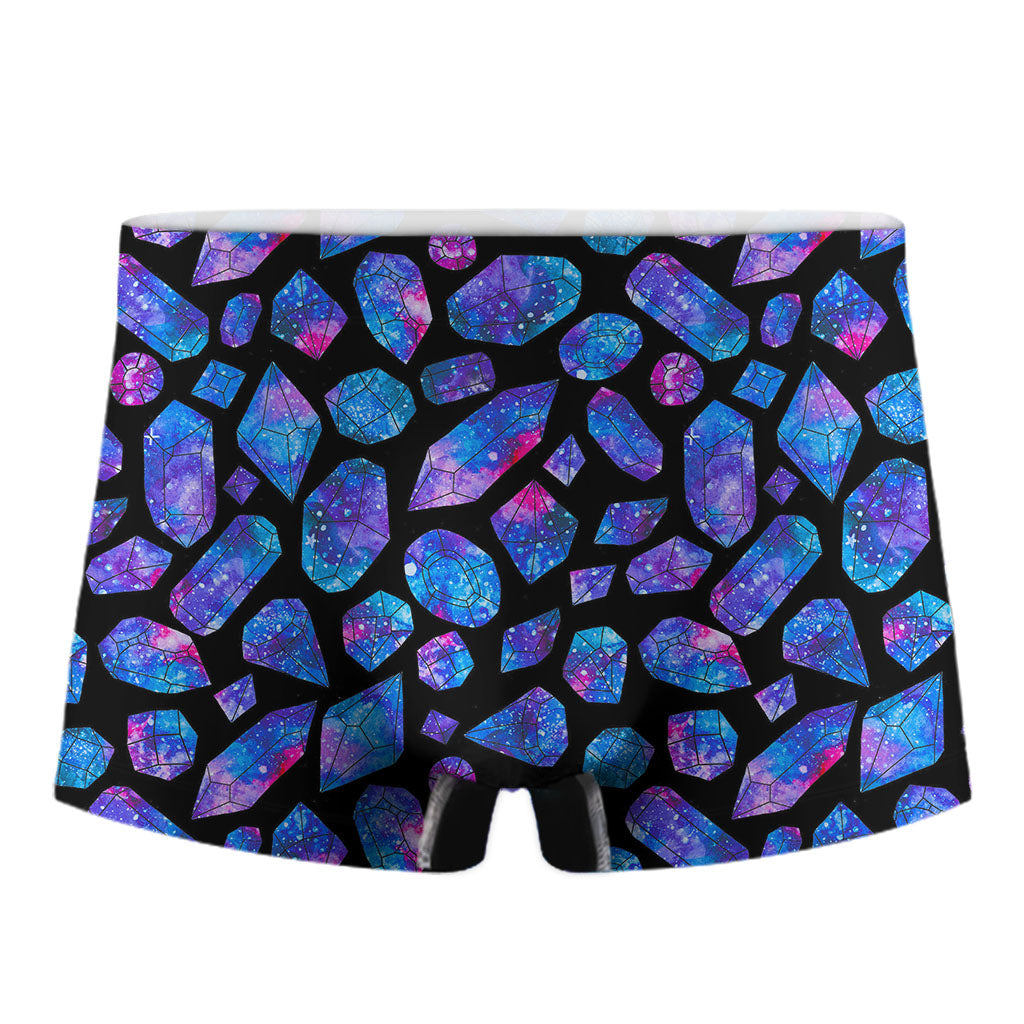 Blue Crystal Cosmic Galaxy Space Print Men's Boxer Briefs