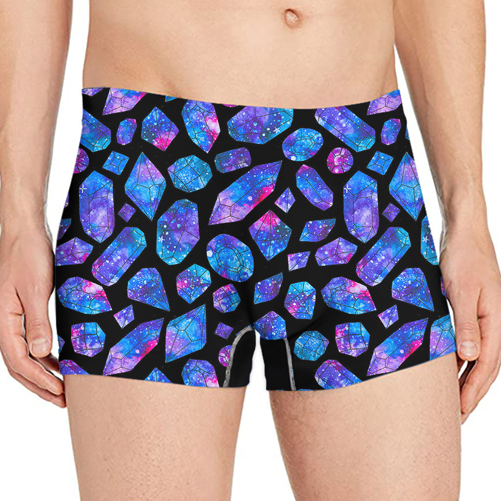 Blue Crystal Cosmic Galaxy Space Print Men's Boxer Briefs