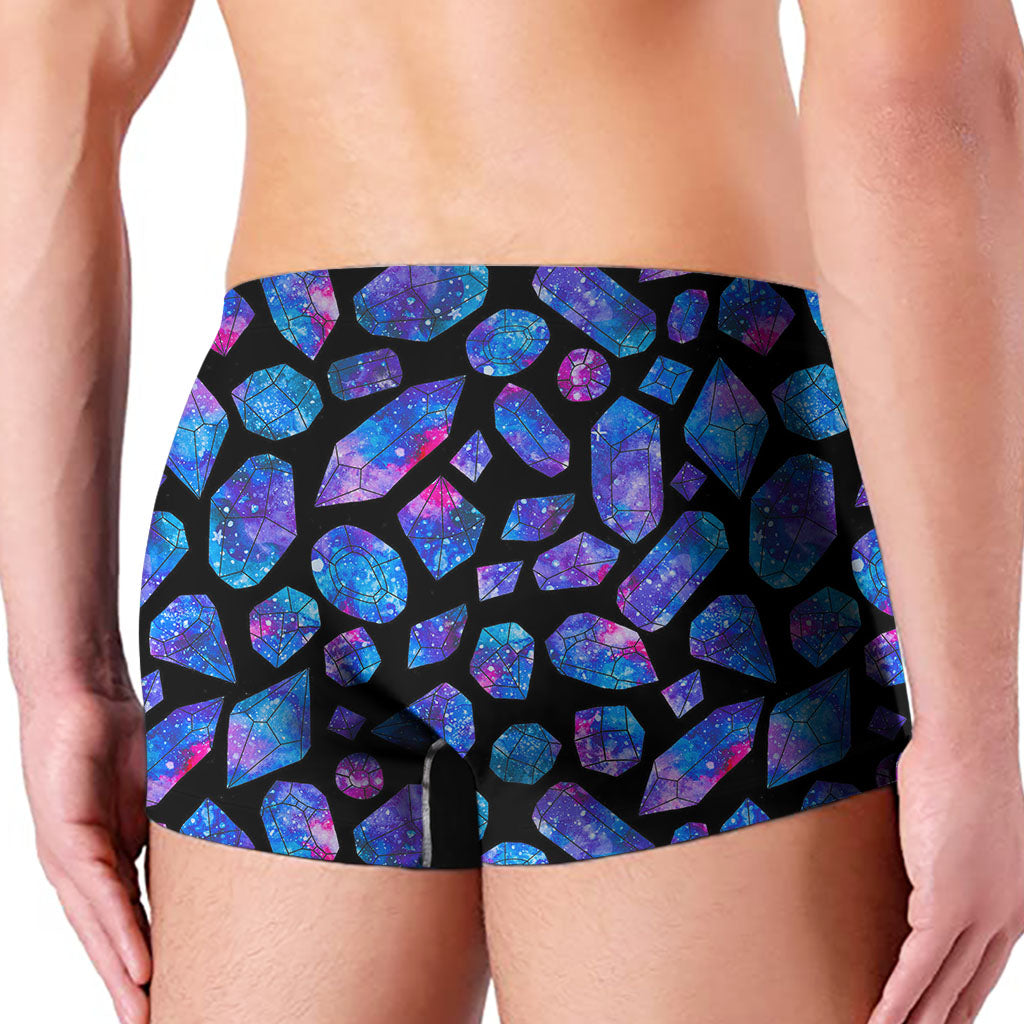 Blue Crystal Cosmic Galaxy Space Print Men's Boxer Briefs