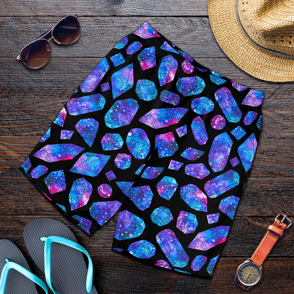Blue Crystal Cosmic Galaxy Space Print Men's Shorts