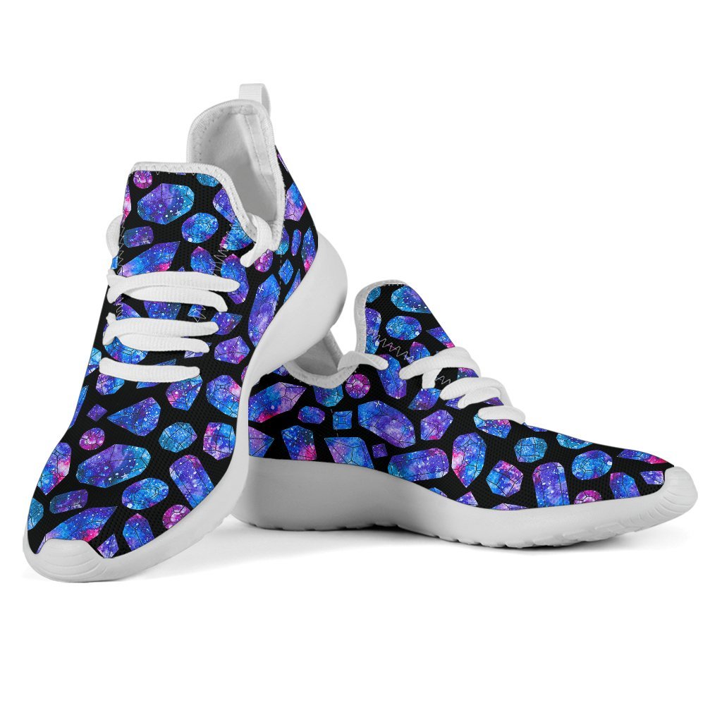 Blue Crystal Cosmic Galaxy Space Print Mesh Knit Shoes GearFrost