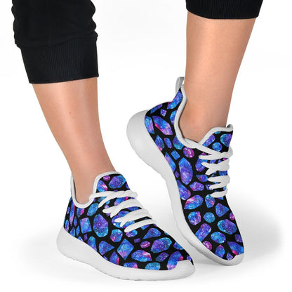Blue Crystal Cosmic Galaxy Space Print Mesh Knit Shoes GearFrost