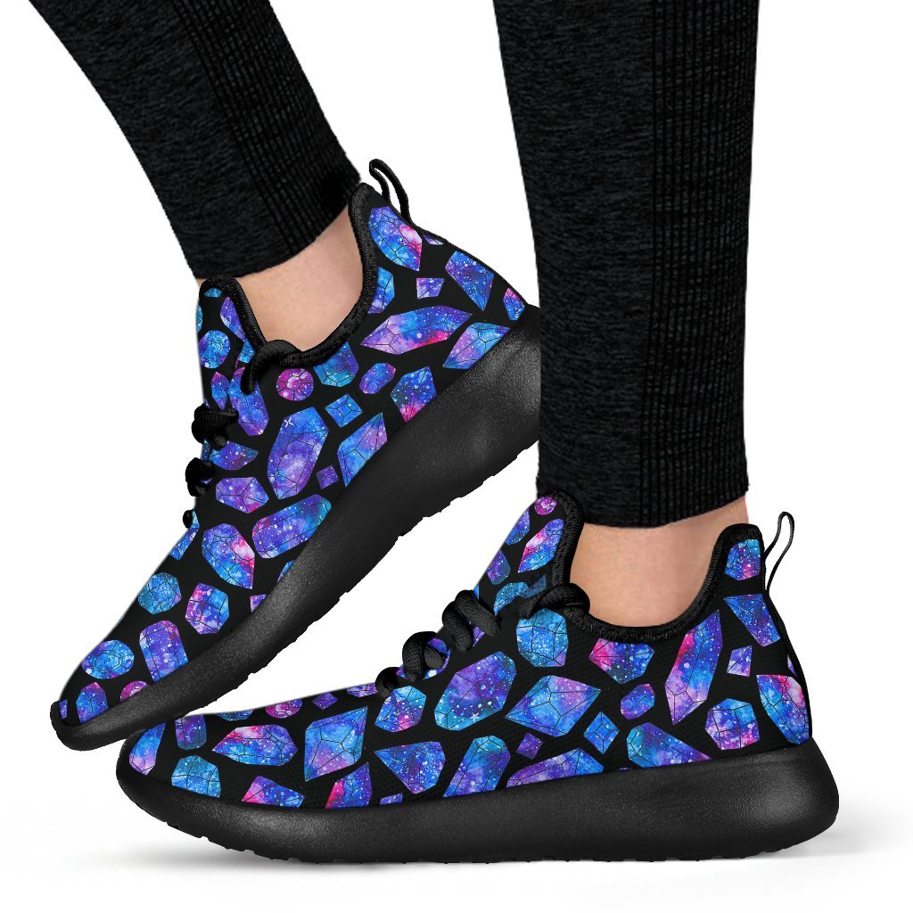 Blue Crystal Cosmic Galaxy Space Print Mesh Knit Shoes GearFrost