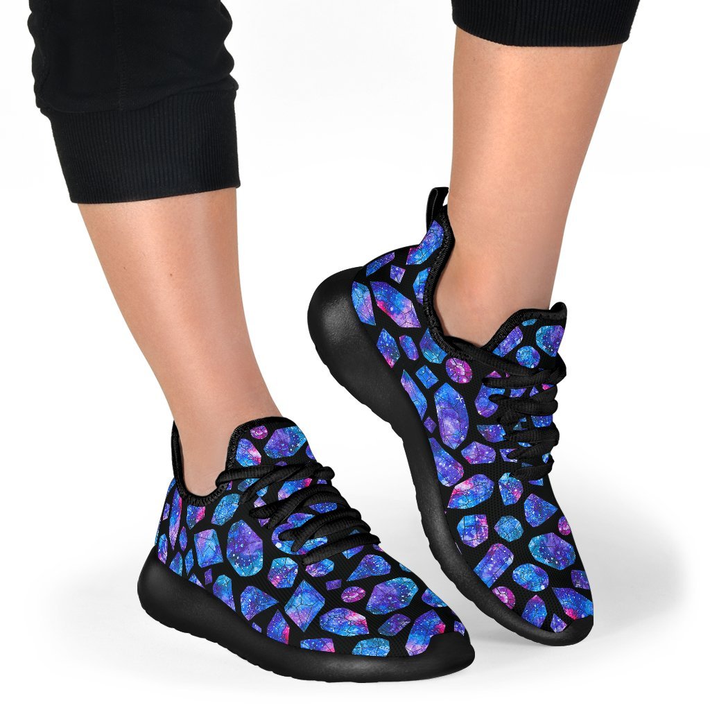 Blue Crystal Cosmic Galaxy Space Print Mesh Knit Shoes GearFrost