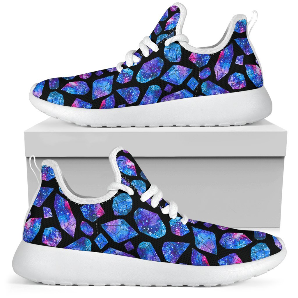 Blue Crystal Cosmic Galaxy Space Print Mesh Knit Shoes GearFrost