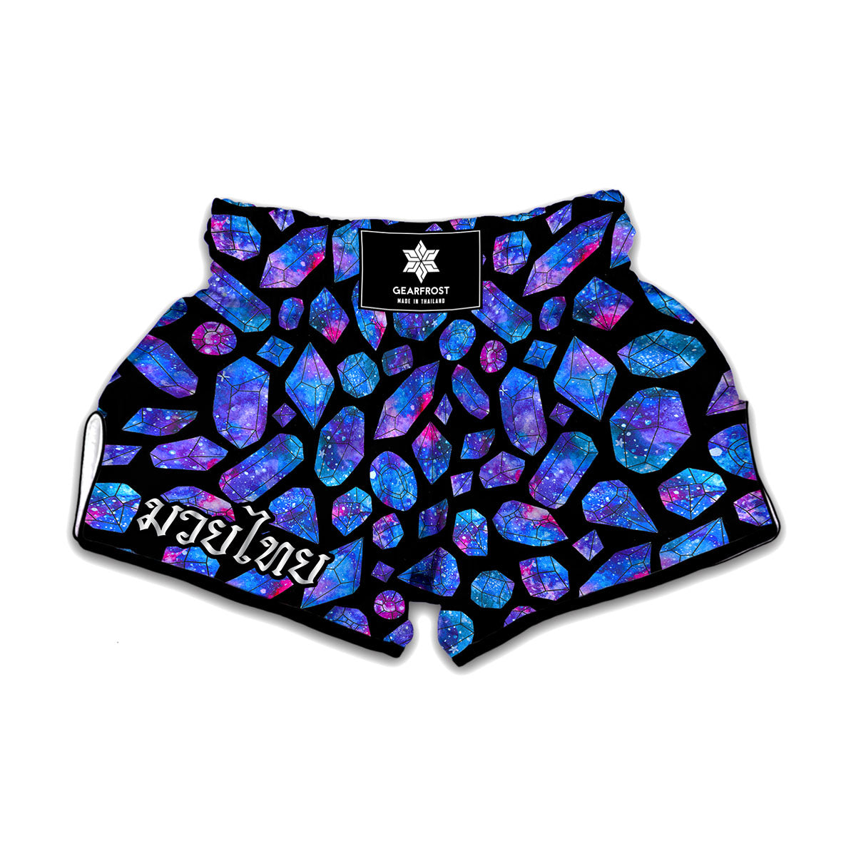 Blue Crystal Cosmic Galaxy Space Print Muay Thai Boxing Shorts