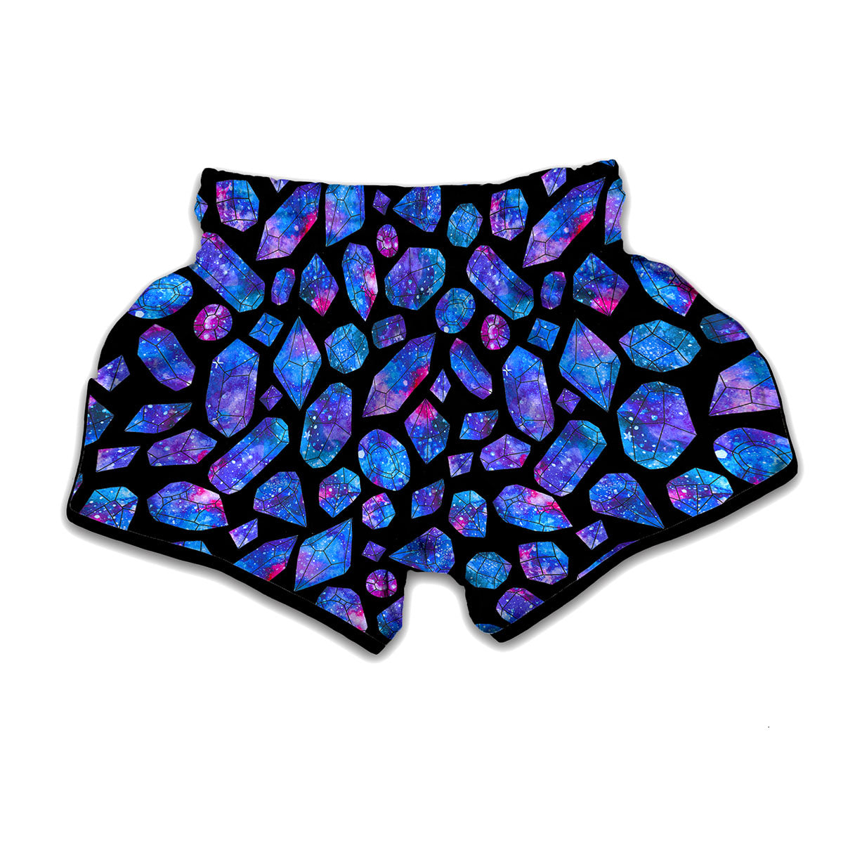 Blue Crystal Cosmic Galaxy Space Print Muay Thai Boxing Shorts