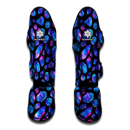 Blue Crystal Cosmic Galaxy Space Print Muay Thai Shin Guard