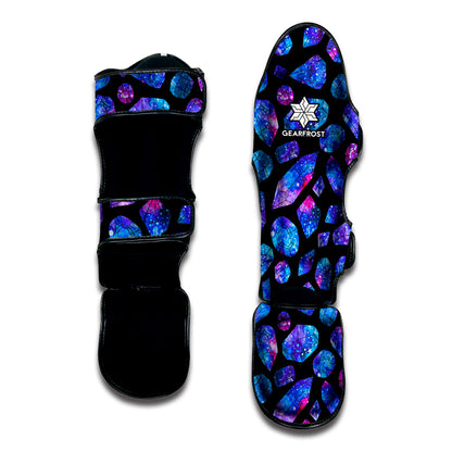 Blue Crystal Cosmic Galaxy Space Print Muay Thai Shin Guard