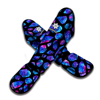 Blue Crystal Cosmic Galaxy Space Print Muay Thai Shin Guard