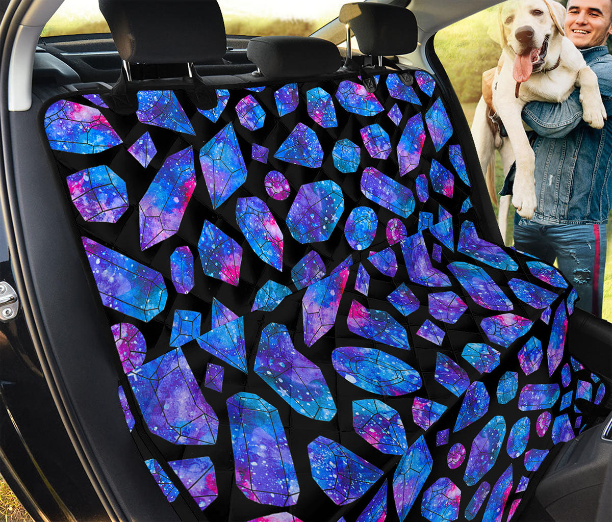 Blue Crystal Cosmic Galaxy Space Print Pet Car Back Seat Cover