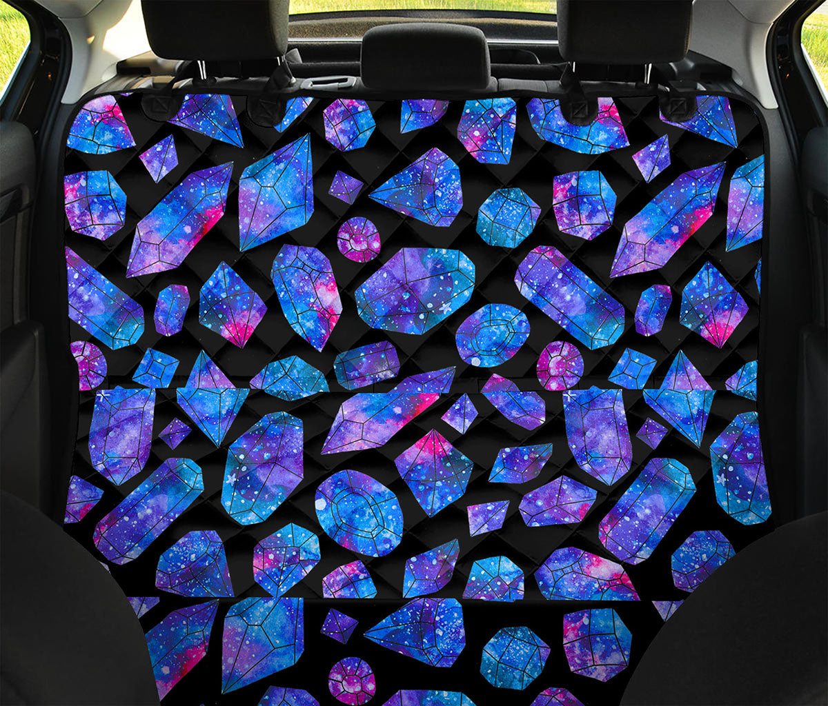 Blue Crystal Cosmic Galaxy Space Print Pet Car Back Seat Cover