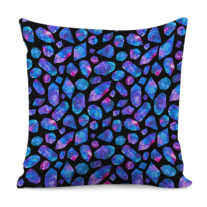 Blue Crystal Cosmic Galaxy Space Print Pillow Cover