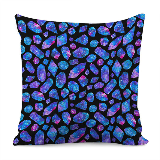 Blue Crystal Cosmic Galaxy Space Print Pillow Cover