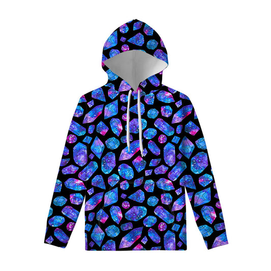 Blue Crystal Cosmic Galaxy Space Print Pullover Hoodie