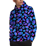 Blue Crystal Cosmic Galaxy Space Print Pullover Hoodie