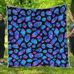 Blue Crystal Cosmic Galaxy Space Print Quilt