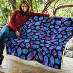 Blue Crystal Cosmic Galaxy Space Print Quilt