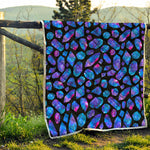 Blue Crystal Cosmic Galaxy Space Print Quilt