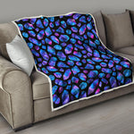 Blue Crystal Cosmic Galaxy Space Print Quilt