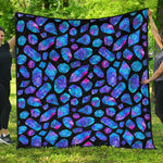 Blue Crystal Cosmic Galaxy Space Print Quilt