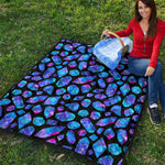 Blue Crystal Cosmic Galaxy Space Print Quilt