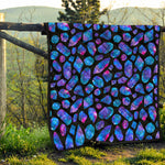 Blue Crystal Cosmic Galaxy Space Print Quilt