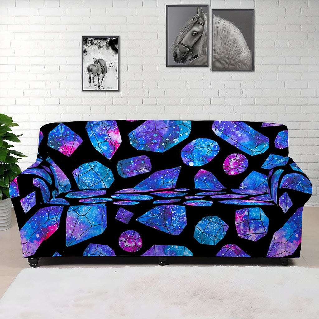 Blue Crystal Cosmic Galaxy Space Print Sofa Cover