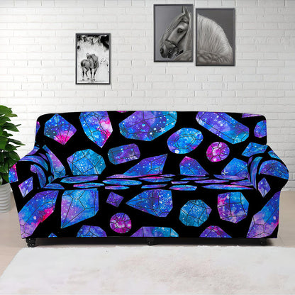 Blue Crystal Cosmic Galaxy Space Print Sofa Cover