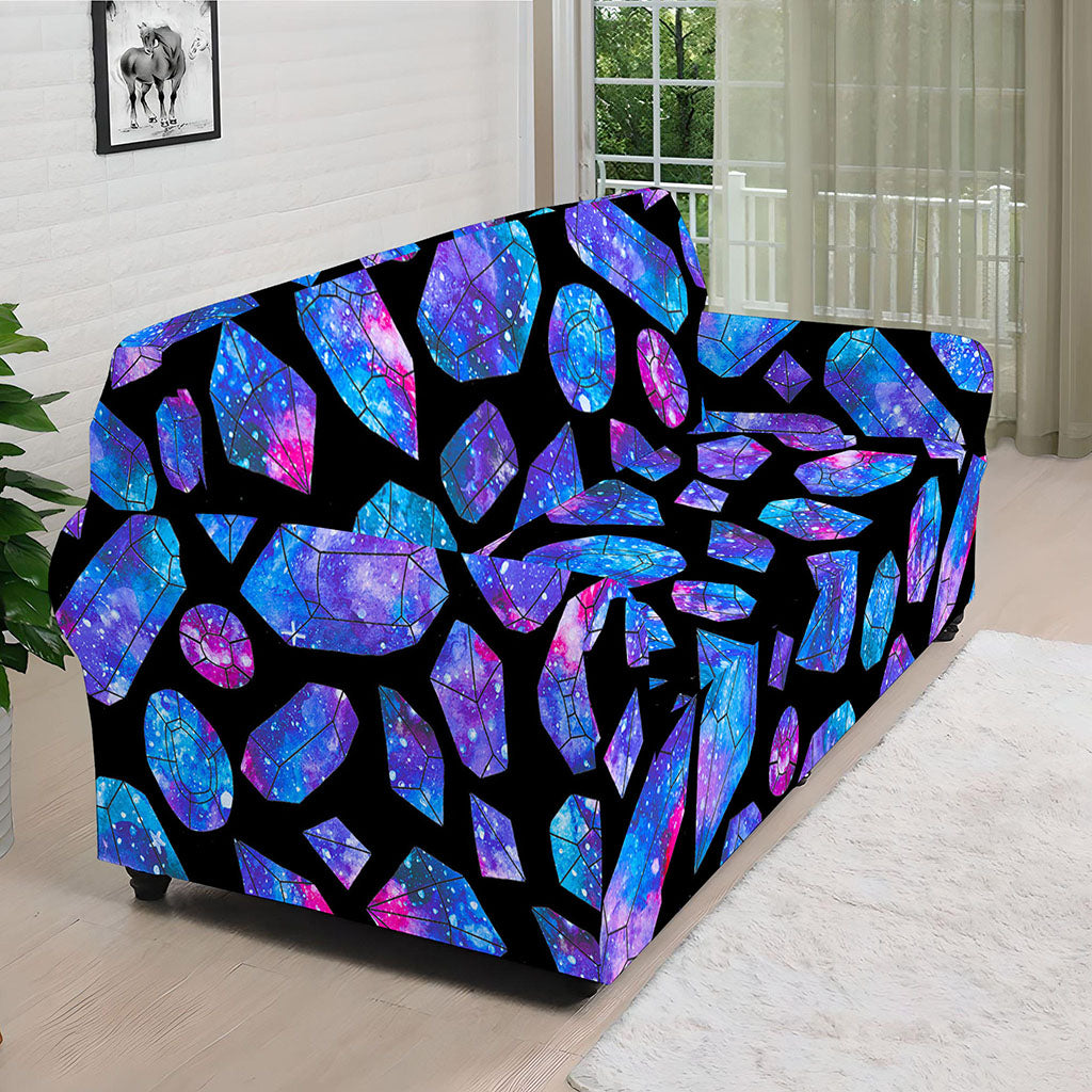 Blue Crystal Cosmic Galaxy Space Print Sofa Cover