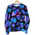 Blue Crystal Cosmic Galaxy Space Print Women's Crewneck Sweatshirt